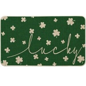 Artoid Mode Shamrock Lucky St. Patrick's Day Doormat, Spring 17" x 29" Green New